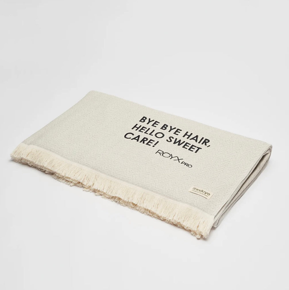 Hamamhanddoek 'Bye bye hair, hello sweet care' (100x180cm)