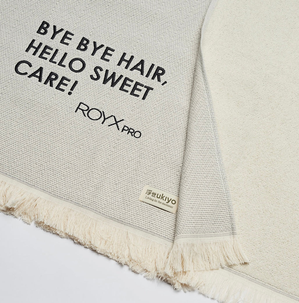 Hamamhanddoek 'Bye bye hair, hello sweet care' (100x180cm)