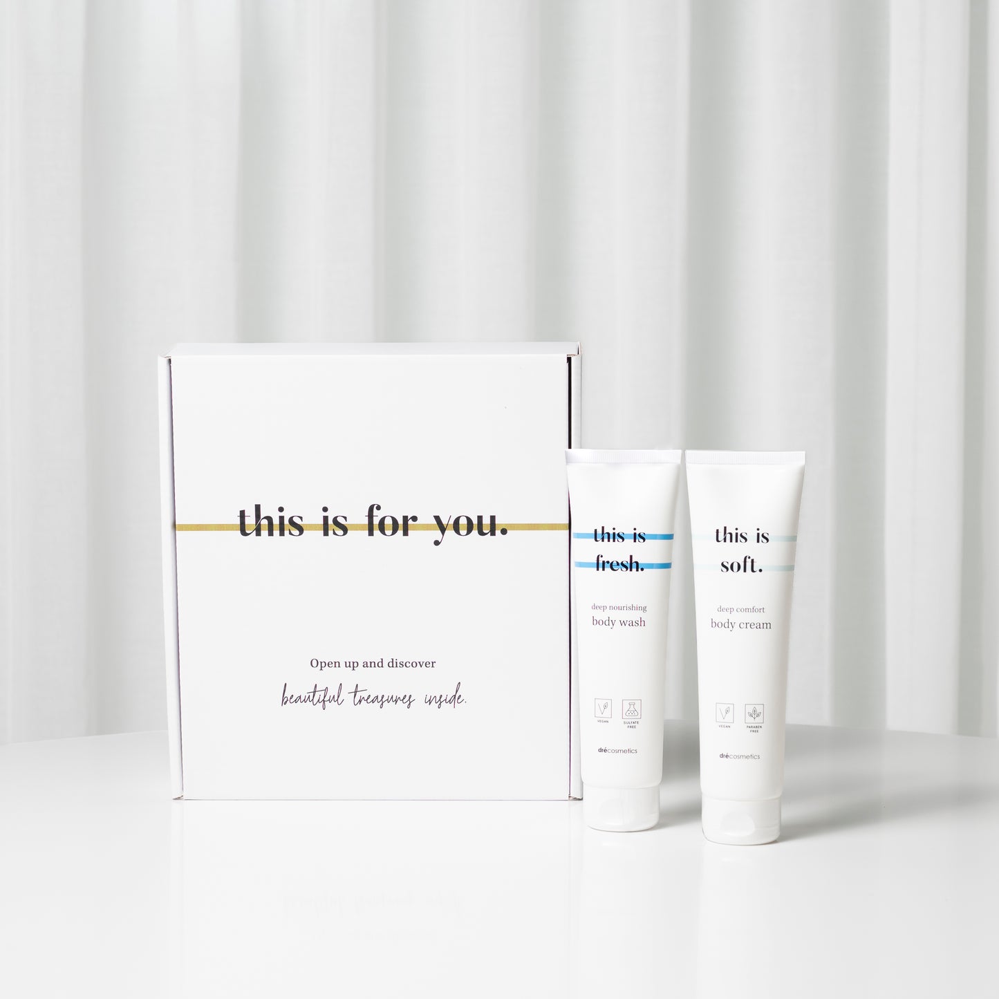 ‘this is for you.’ Cadeauset Body Wash & Body Cream