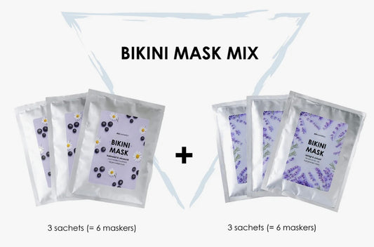 Bikini Mask Mix (3x sachet kalmerend + 3x sachet zuiverend, goed voor 12 maskers in totaal)